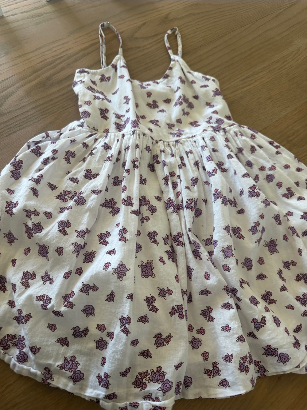 Roller Rabbit Girls White Floral Sundress with Purple Rose Print